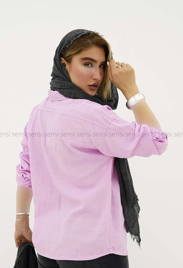 شومیز ساده رنگی لینن کد1005305